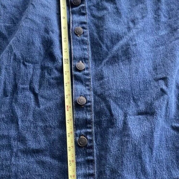 Vintage Bill Blass Women’s Below The Knee  Denim Blue Button Jean Skirt Sz 16 - Picture 9 of 15